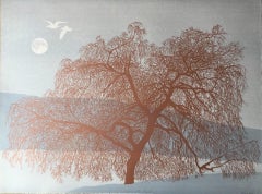 Anna Harley, Willow with Seagulls, Limited Edition Print, Tree Art