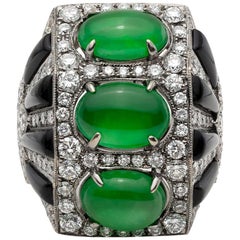 Anna Hu Jade, Onyx and Diamond Ring