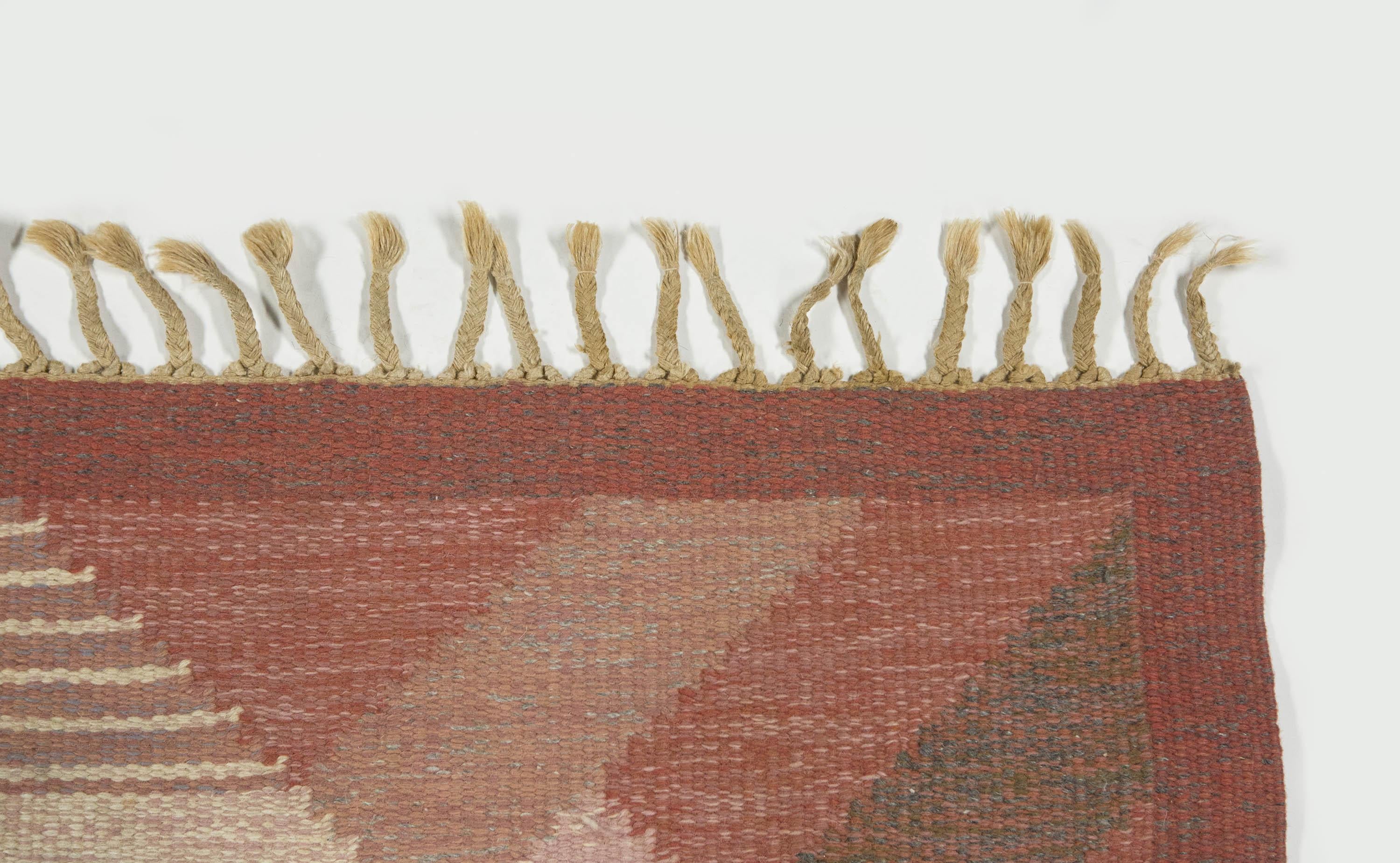 Anna Johanna ngstrm Schwedischer Rlakan-Teppich mit rosa geometrischem Muster, 1960er Jahre 2