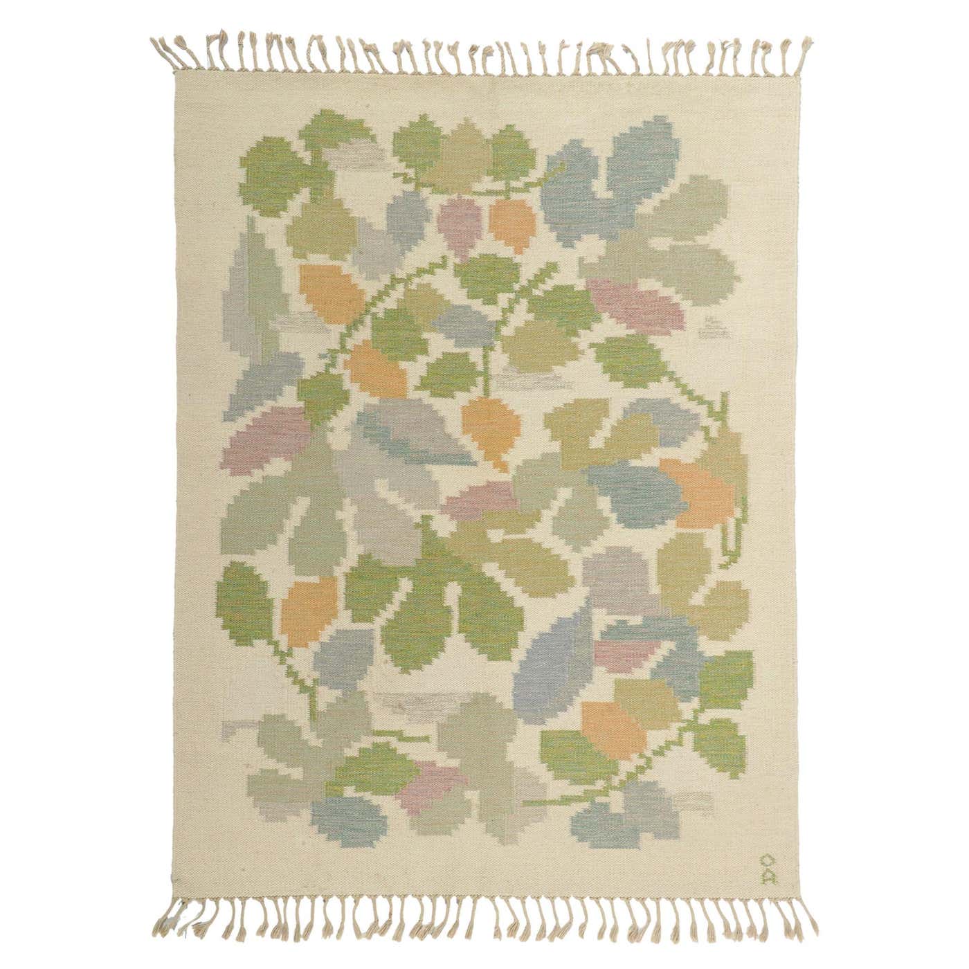 Anna-Johanna Ångström Vintage Swedish Kilim Rollakan Rug, Linné For ...