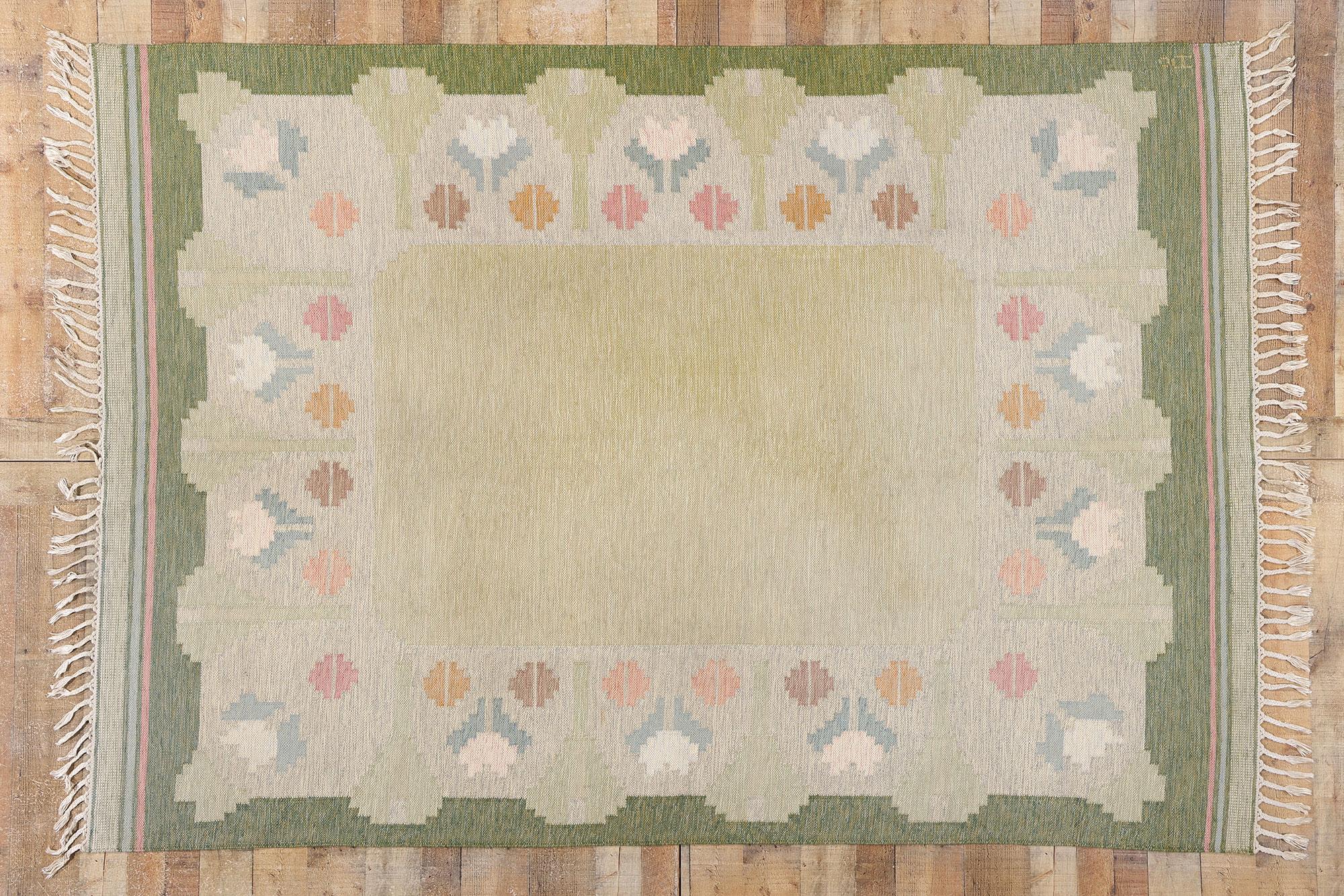 Anna-Johanna Ångström Vintage Swedish Scandinavian Röllakan Rug, 06'05 x 09'03 For Sale 3