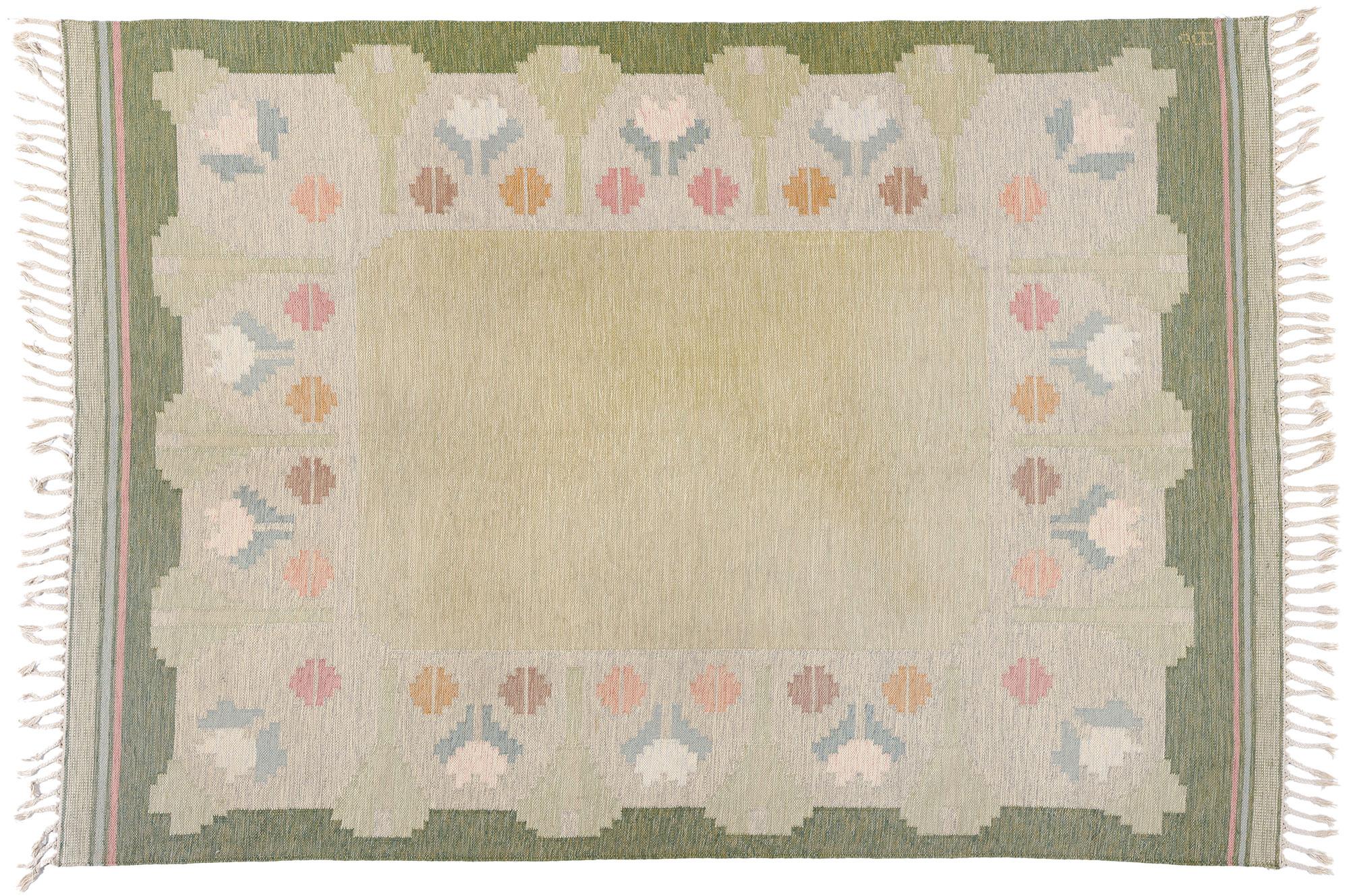 Anna-Johanna Ångström Vintage Swedish Scandinavian Röllakan Rug, 06'05 x 09'03 For Sale 4