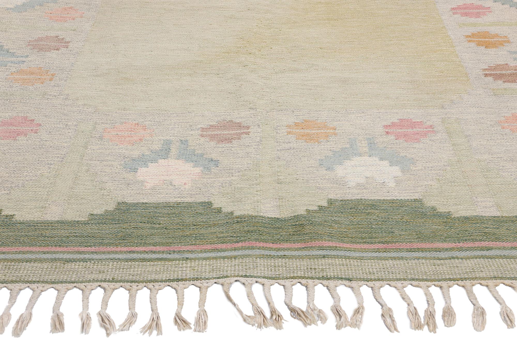 Hand-Woven Anna-Johanna Ångström Vintage Swedish Scandinavian Röllakan Rug, 06'05 x 09'03 For Sale