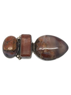 Anna Kahn Russell Sterling Silver Agate Pendant Brooch #24705