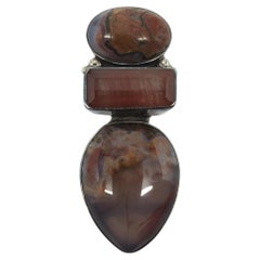 Anna Kahn Russell Sterling Silver Agate Pendant Brooch #24705