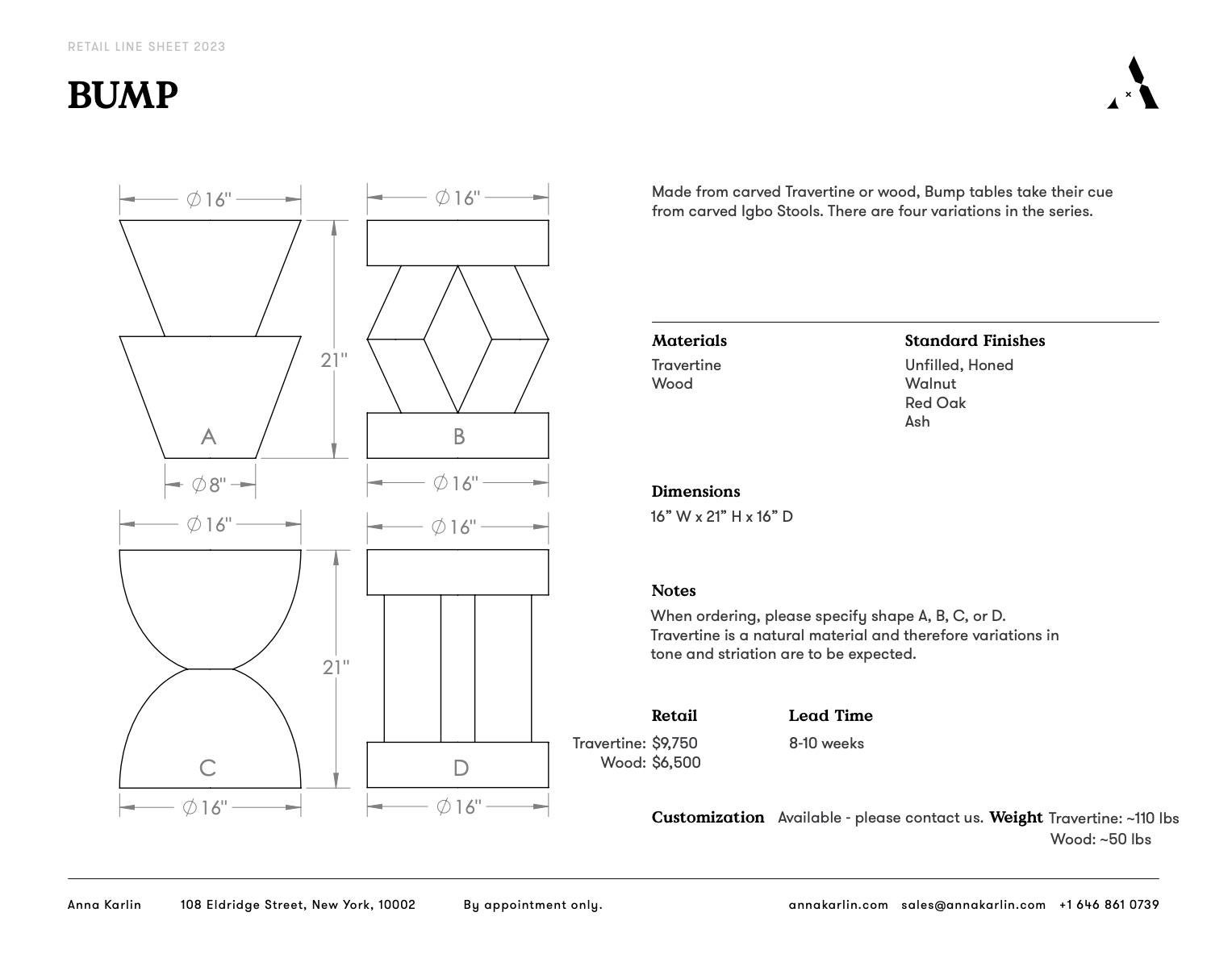 Contemporary Anna Karlin Bump Table, Shape C For Sale