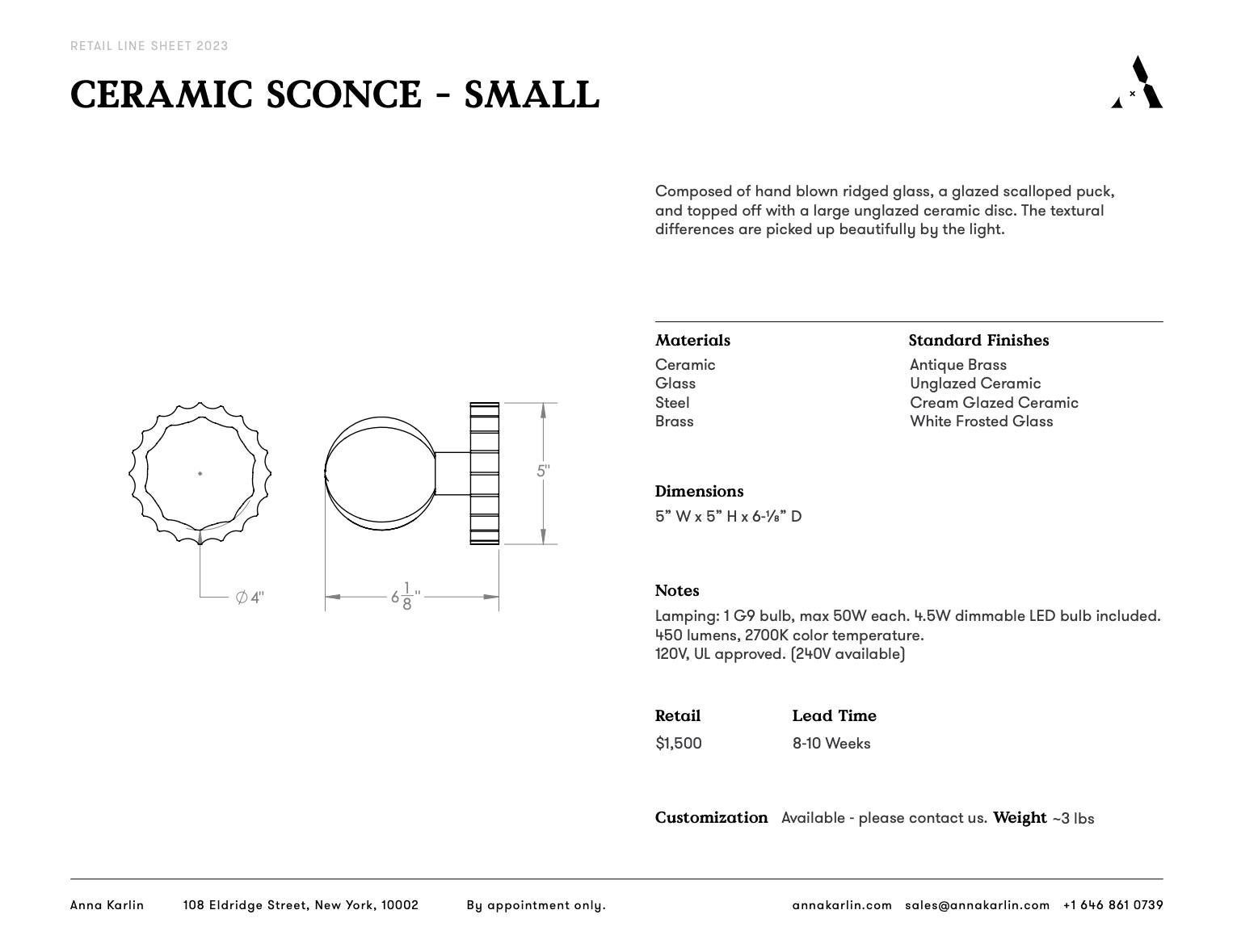 Ceramica Anna Karlin - Sconce in ceramica, piccola in vendita