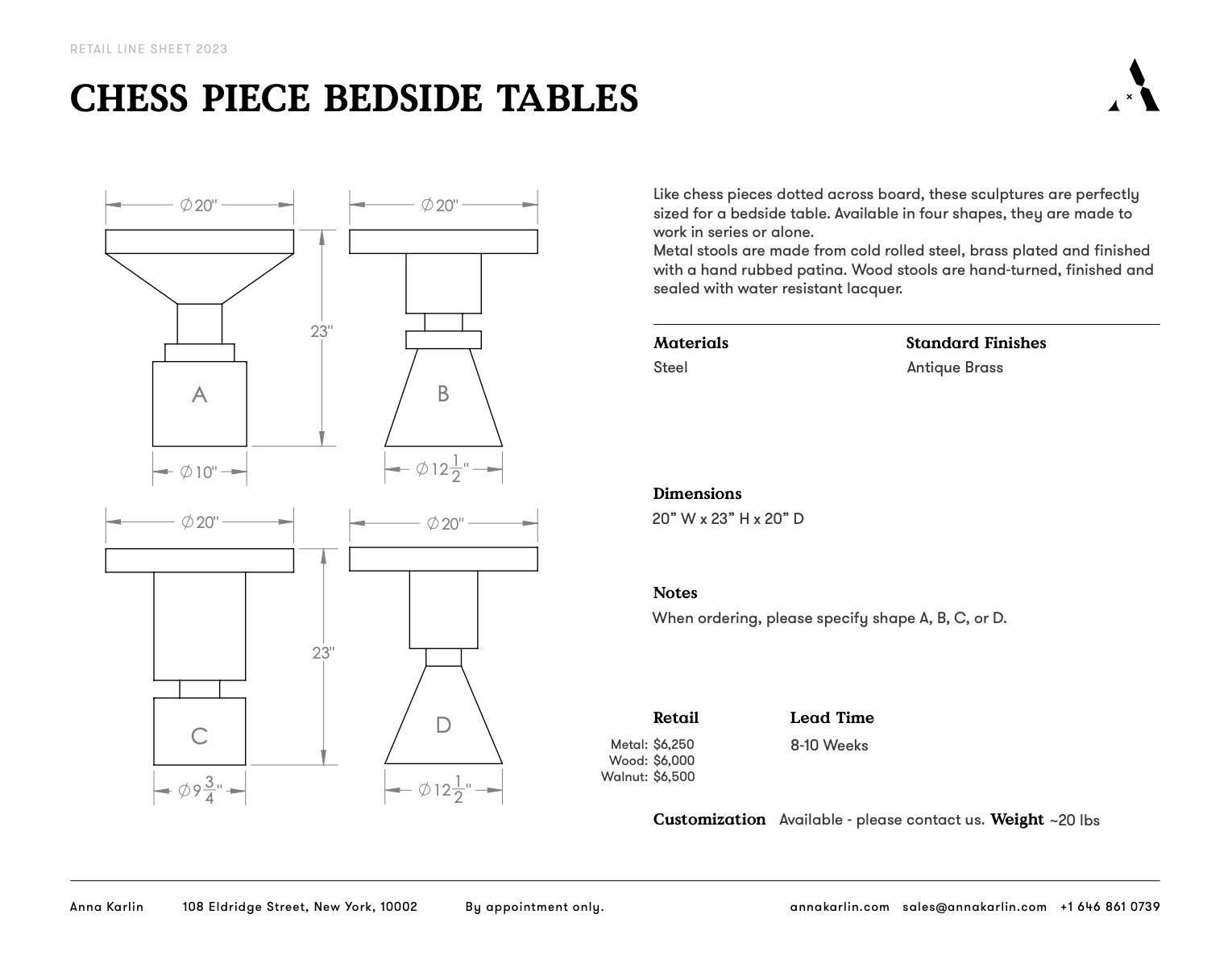 Chess Piece Nachttisch/Beistelltisch von Karlin (Stahl) im Angebot