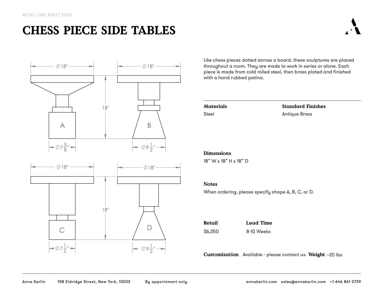 Anna Karlin Chess Piece Side Table In New Condition For Sale In New York, NY