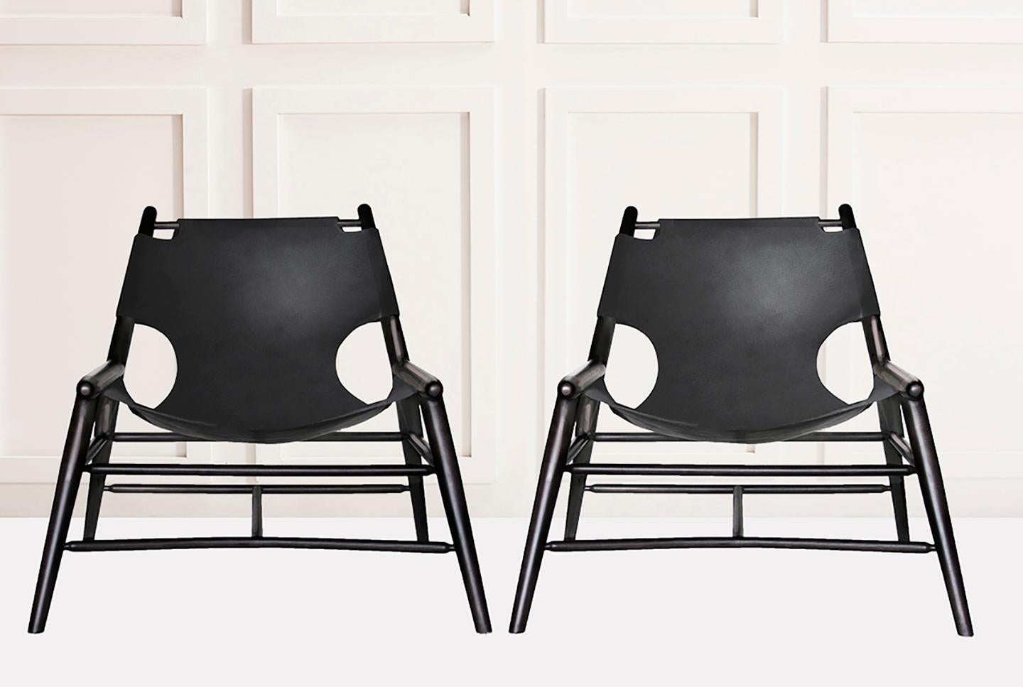 Anna Karlin: Sling Chair aus Leder (Ebonisiert) im Angebot