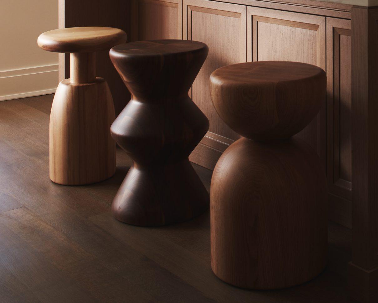 Three organic forms make up the series. Made to work individually or as a group.

Handmade in New York.

Materials: Walnut, Red Oak, Ash

Dimensions: W – 15? x H – 25? x D – 15?.

 