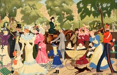 Original Vintage London Transport Travel Poster Rotten Row Hyde Park Zinkeisen