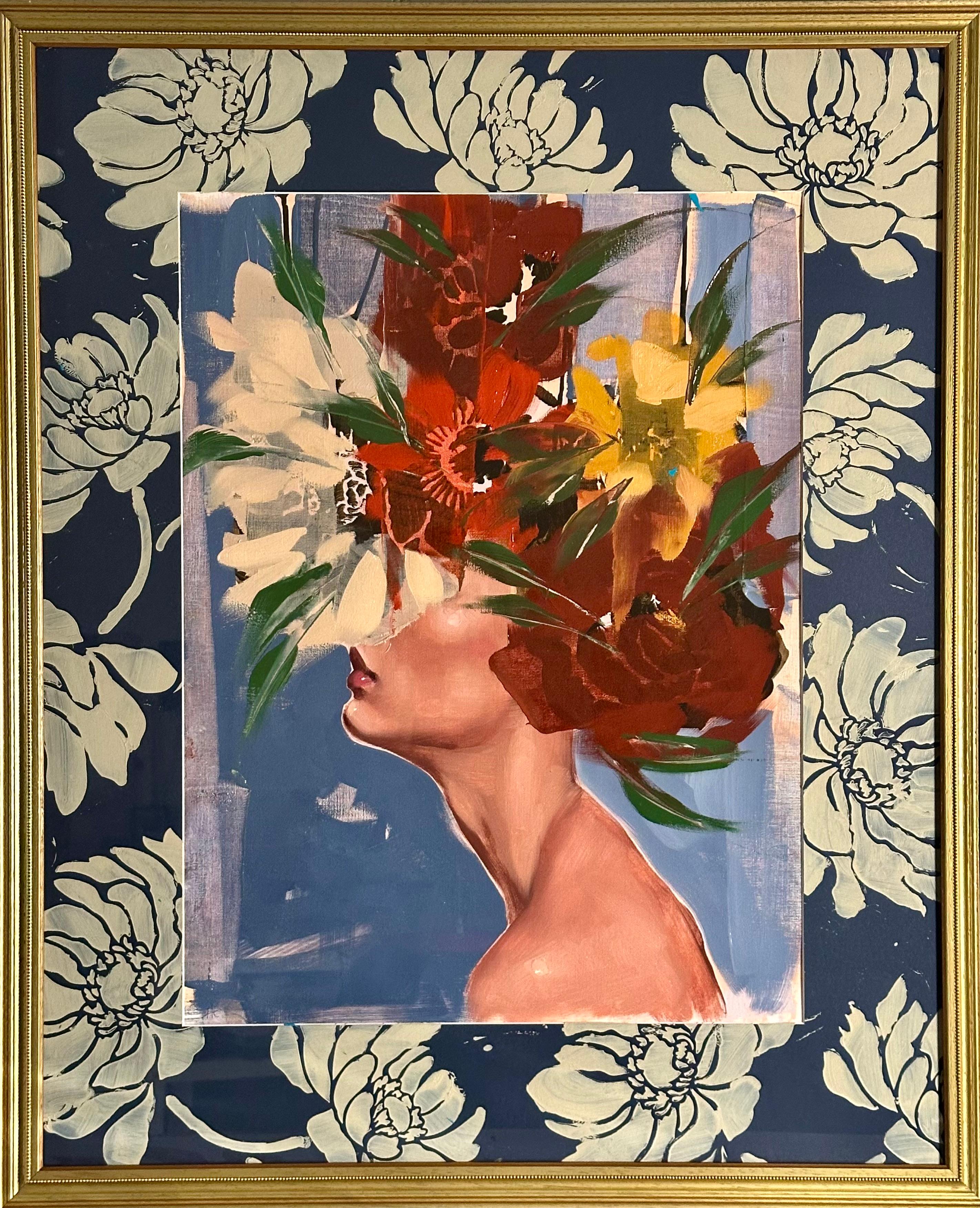 Figurativ/Frau, Papier, Porträt, Blumen, Untitled Triptych Anna Kincaide 5