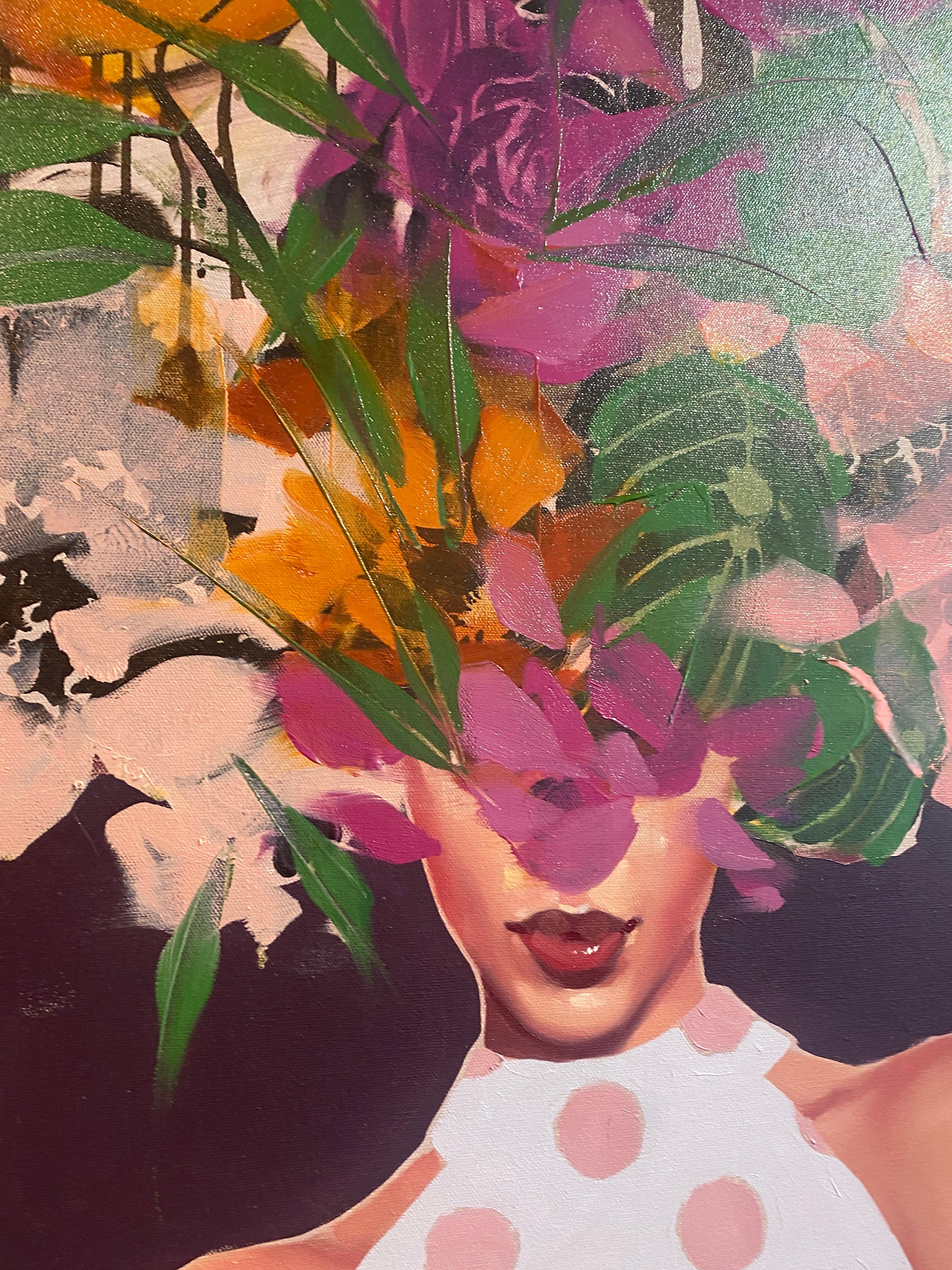 Figuratives, weibliches Porträt, geblümtes „Seasons Change“ von Anna Kincaide im Angebot 4