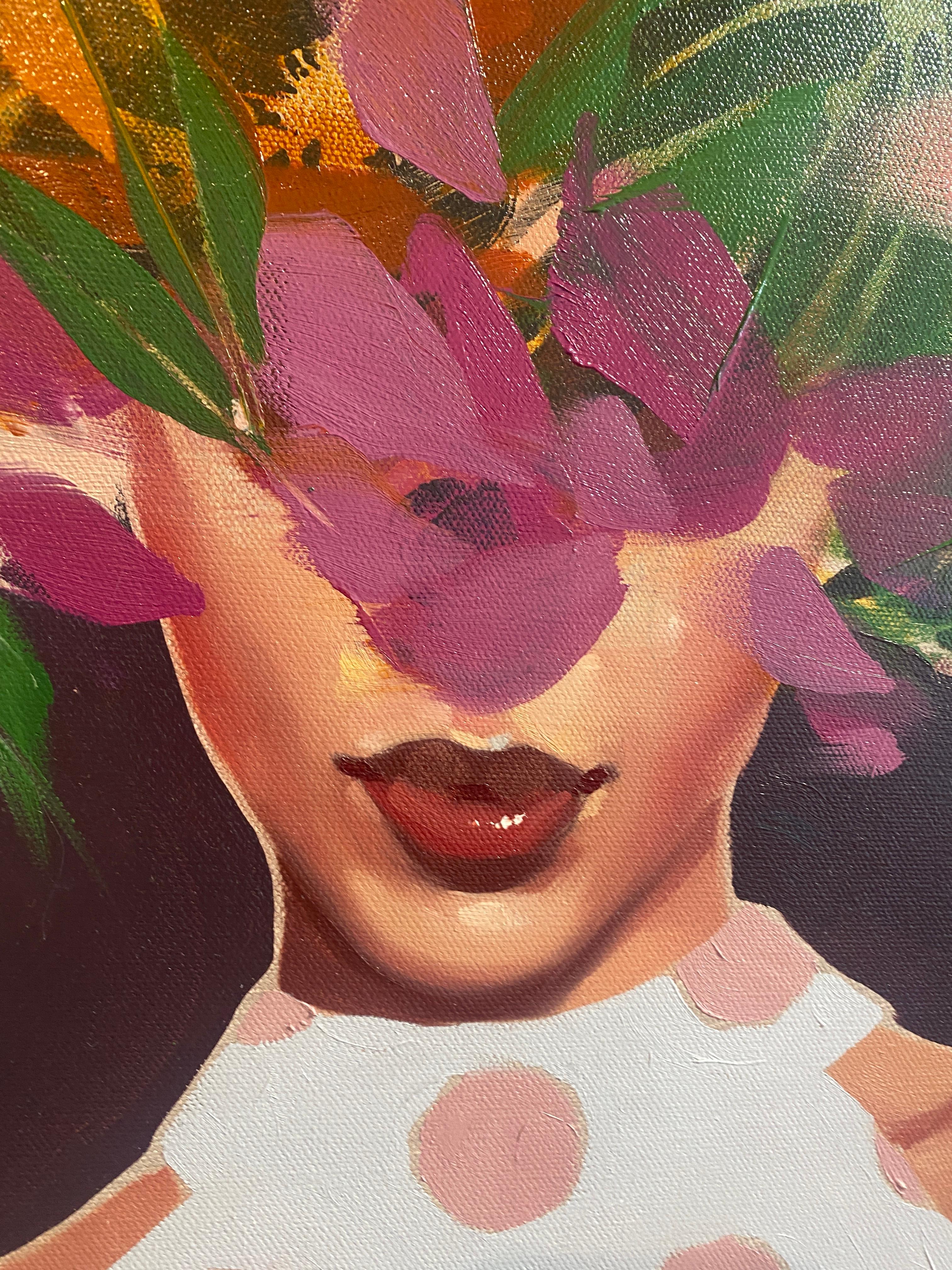 Figuratives, weibliches Porträt, geblümtes „Seasons Change“ von Anna Kincaide im Angebot 6