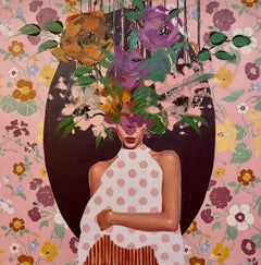 Figurative, Female Portrait, Floral "Seasons Change" by Anna Kincaide