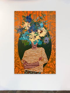 Figuratif féminin, portrait floral "Tangerine" d'Anna Kincaide
