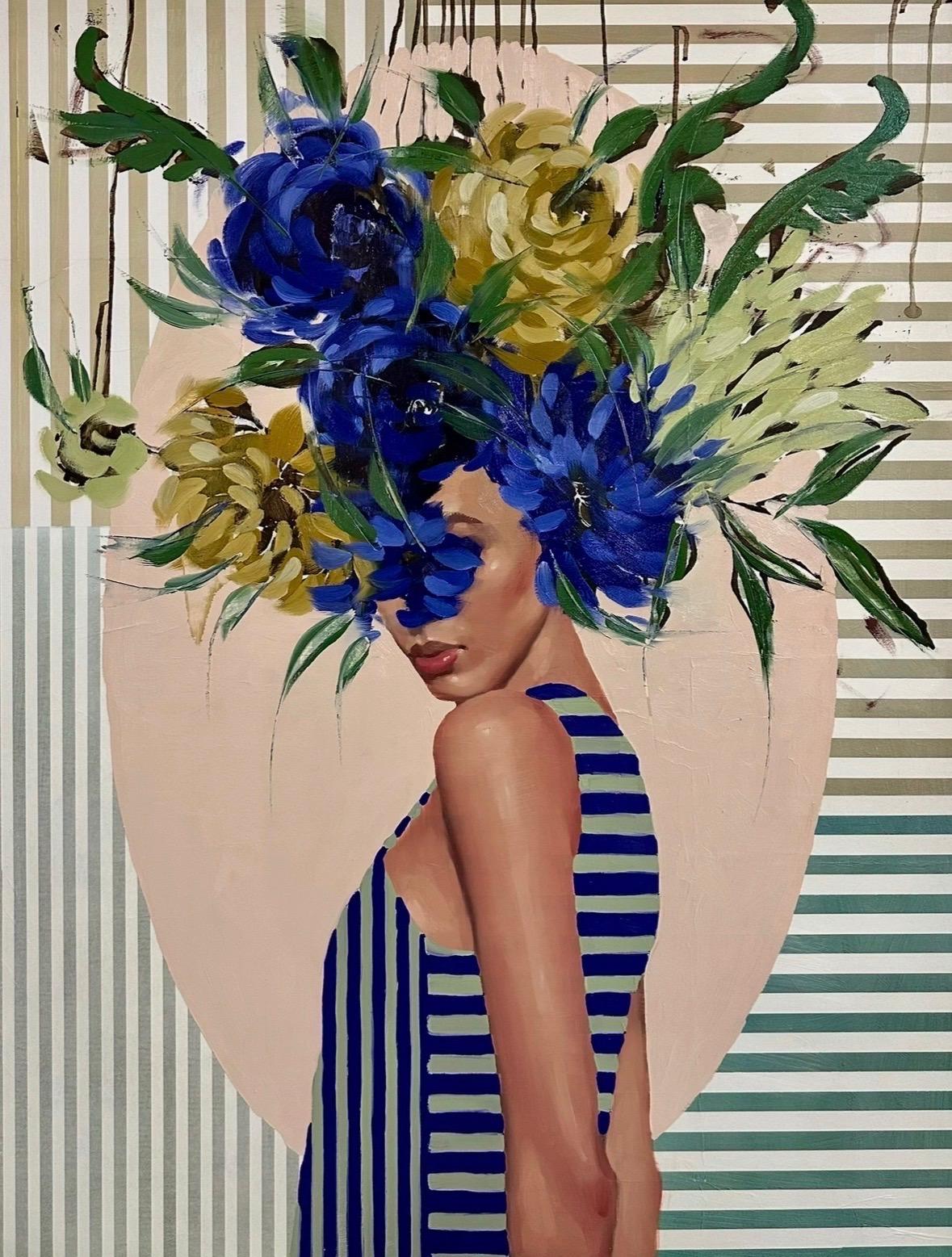 Figurative/Female, Portrait, Florals, In Bloom by Anna Kincaide
