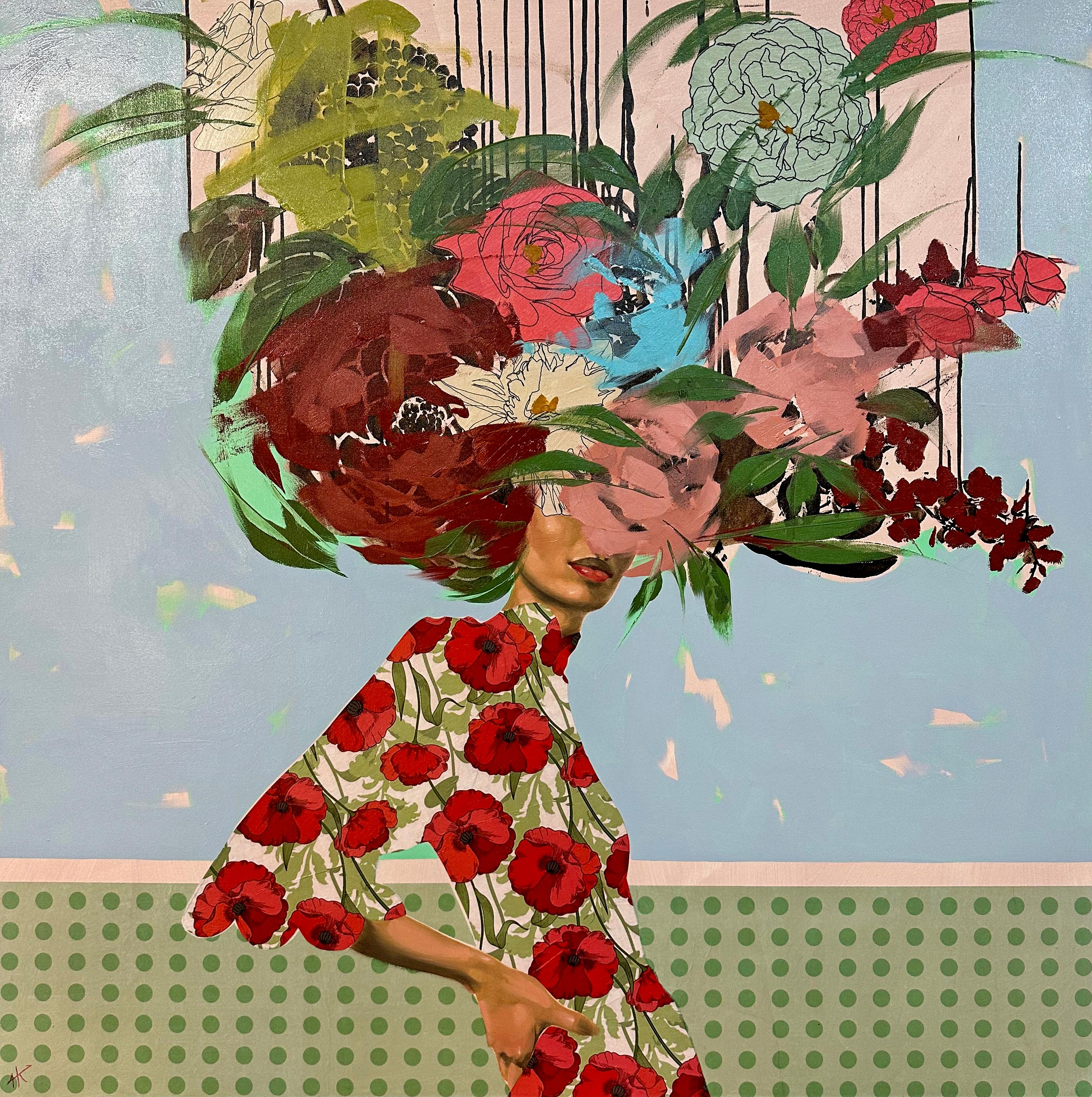 ANNA KINCAIDE
"Beautiful Mistakes"
Oil & Mixed Media on Canvas
48 x 48 inches

Communicating emotion and narrative with limited assistance from her figure’s facial expressions, Anna Kincaide creates cascades of flowers that cover her subjects to