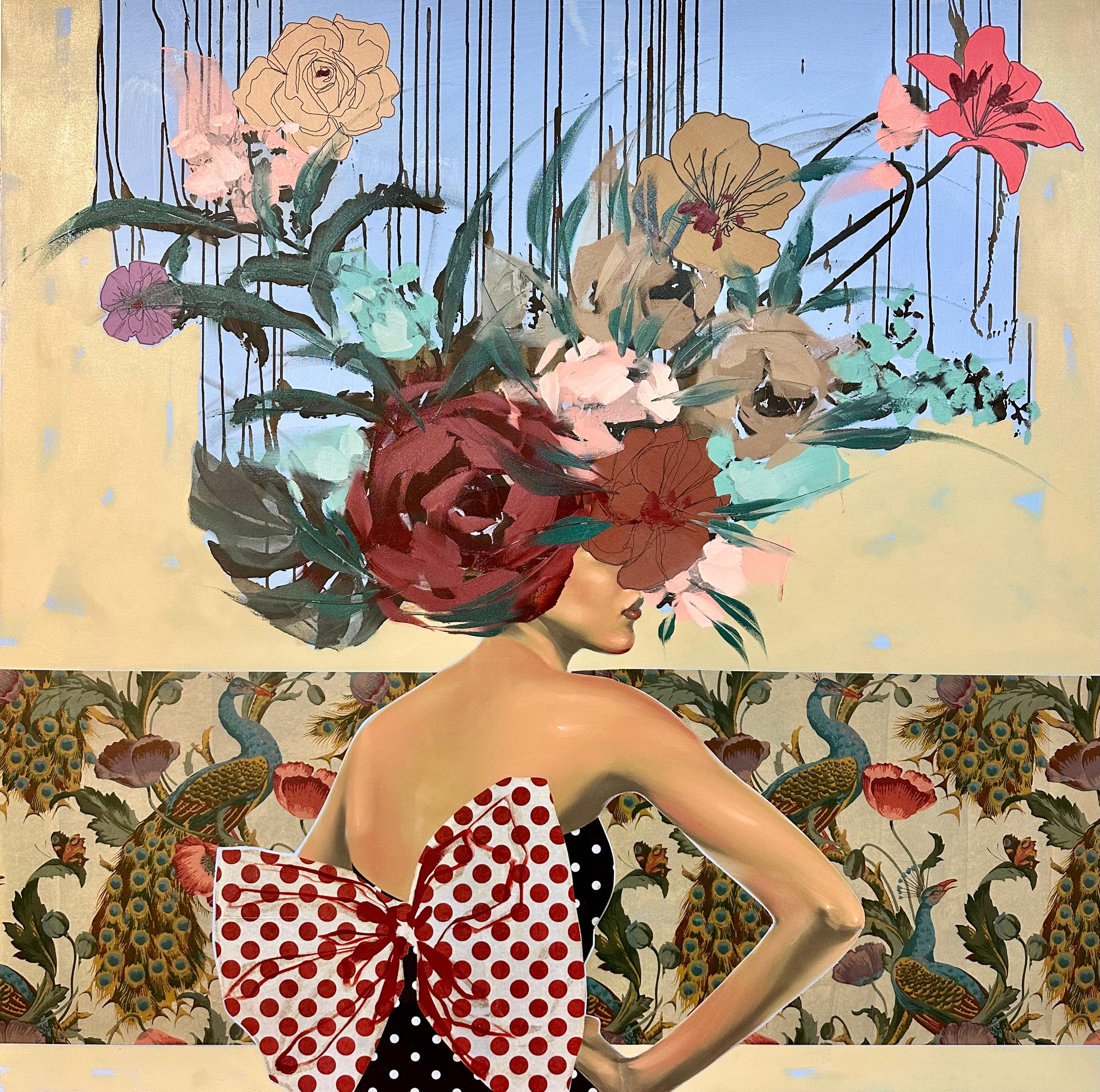 ANNA KINCAIDE
"Make Believe"
Oil & Mixed Media on Canvas
60 x 60 inches

Communicating emotion and narrative with limited assistance from her figure’s facial expressions, Anna Kincaide creates cascades of flowers that cover her subjects to explore