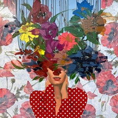 Figurative/Female/Portrait/Florals/Patterns/Red_Alive Again_Anna Kincaide, 2024