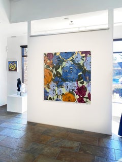 Flower Pattern, Blue and Orange, Floral Composition I Anna Kincaide