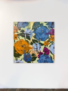 Flower Pattern, Blue and Orange, Floral Composition II by Anna Kincaide