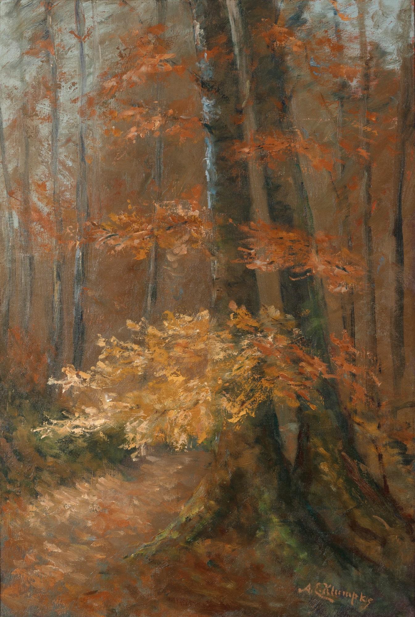 Anna Klumpke
Ein Weg durch die Wälder, um 1890
Signiert unten rechts
Öl auf Leinwand
36 1/4 x 24 1/2 Zoll


Anna Klumpke wurde in San Francisco geboren, reiste aber 1865 zur medizinischen Behandlung nach Europa. Sie wurde von ihrer Mutter, die sich