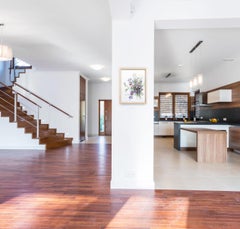 Ramo de flores silvestres - Pintura enmarcada en acuarela de naturaleza muerta rosa púrpura