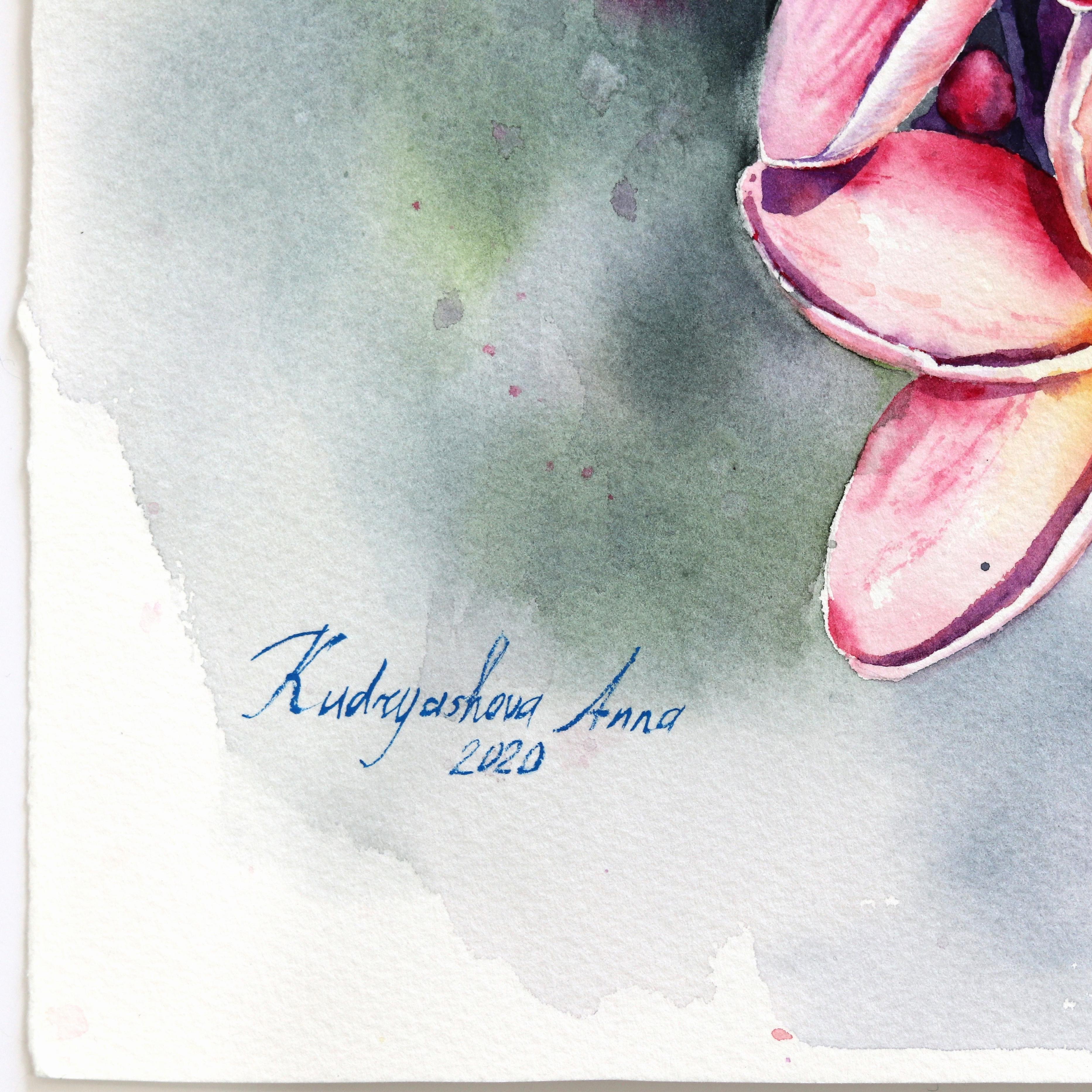 From Hawaii with Love   -   Colorful Floral Watercolor Painting For Sale 2