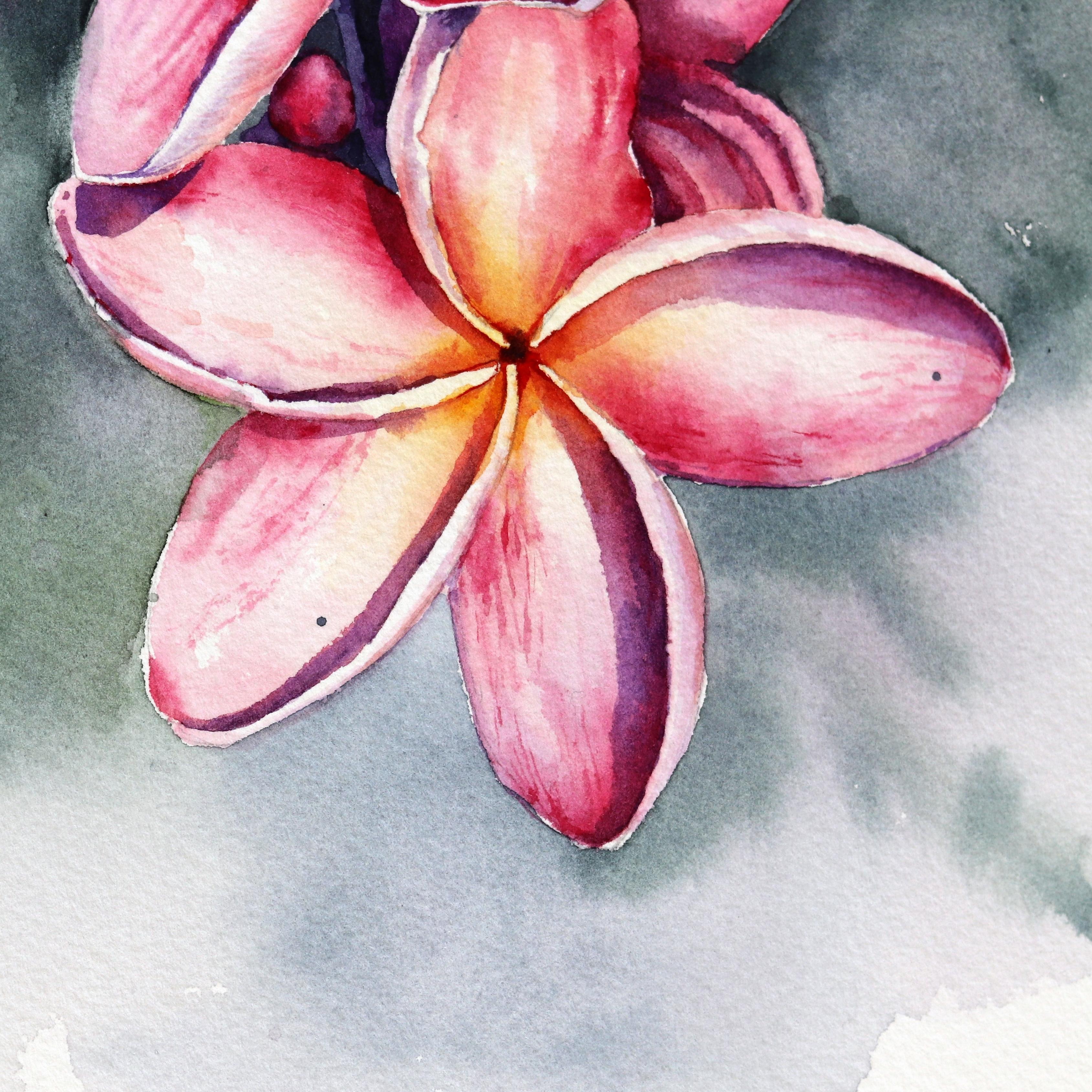 From Hawaii with Love   -   Colorful Floral Watercolor Painting For Sale 1