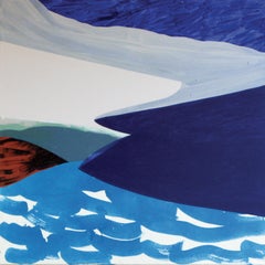 Le lac 2  Paysage contemporain, peinture moderne de lac et de nature