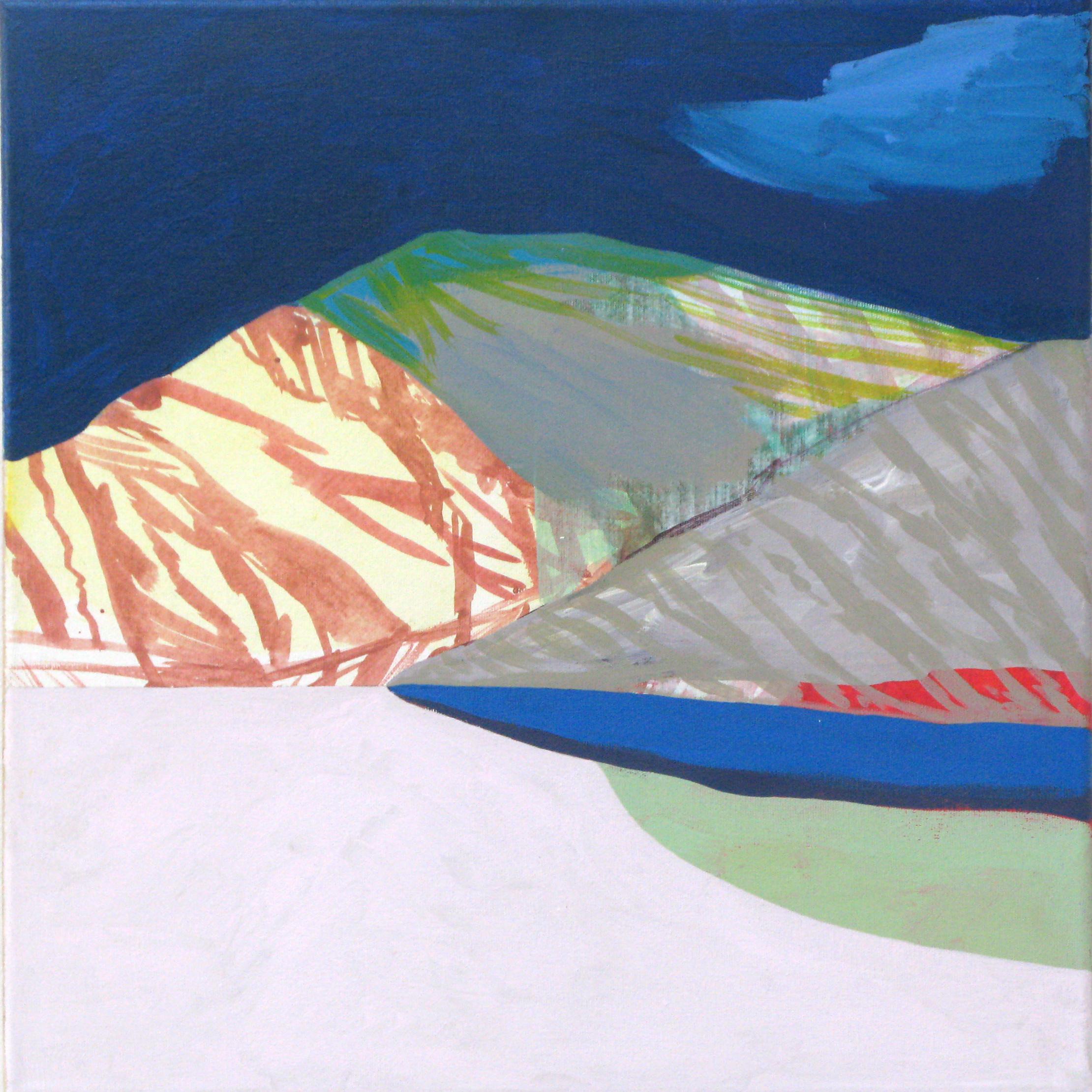 Landscape Painting de Anna Ładecka - Paisaje montañoso - Pintura moderna, abstracta, alegre, colorida