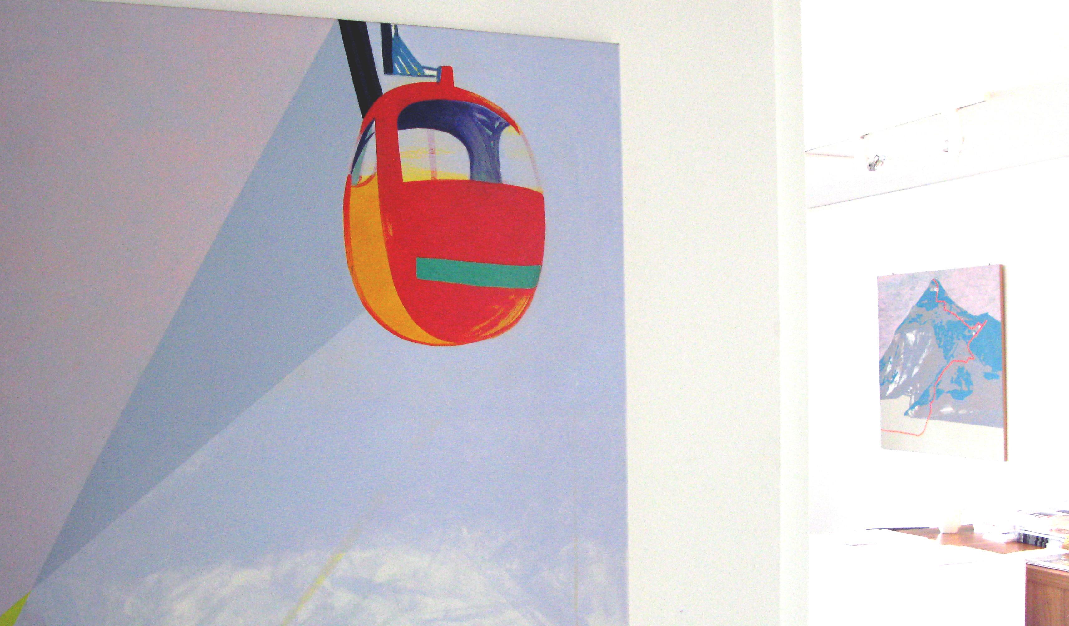 Nacelle - Pittura moderna di paesaggi e montagne, astratta, gioiosa, pastello - Painting di Anna Ładecka