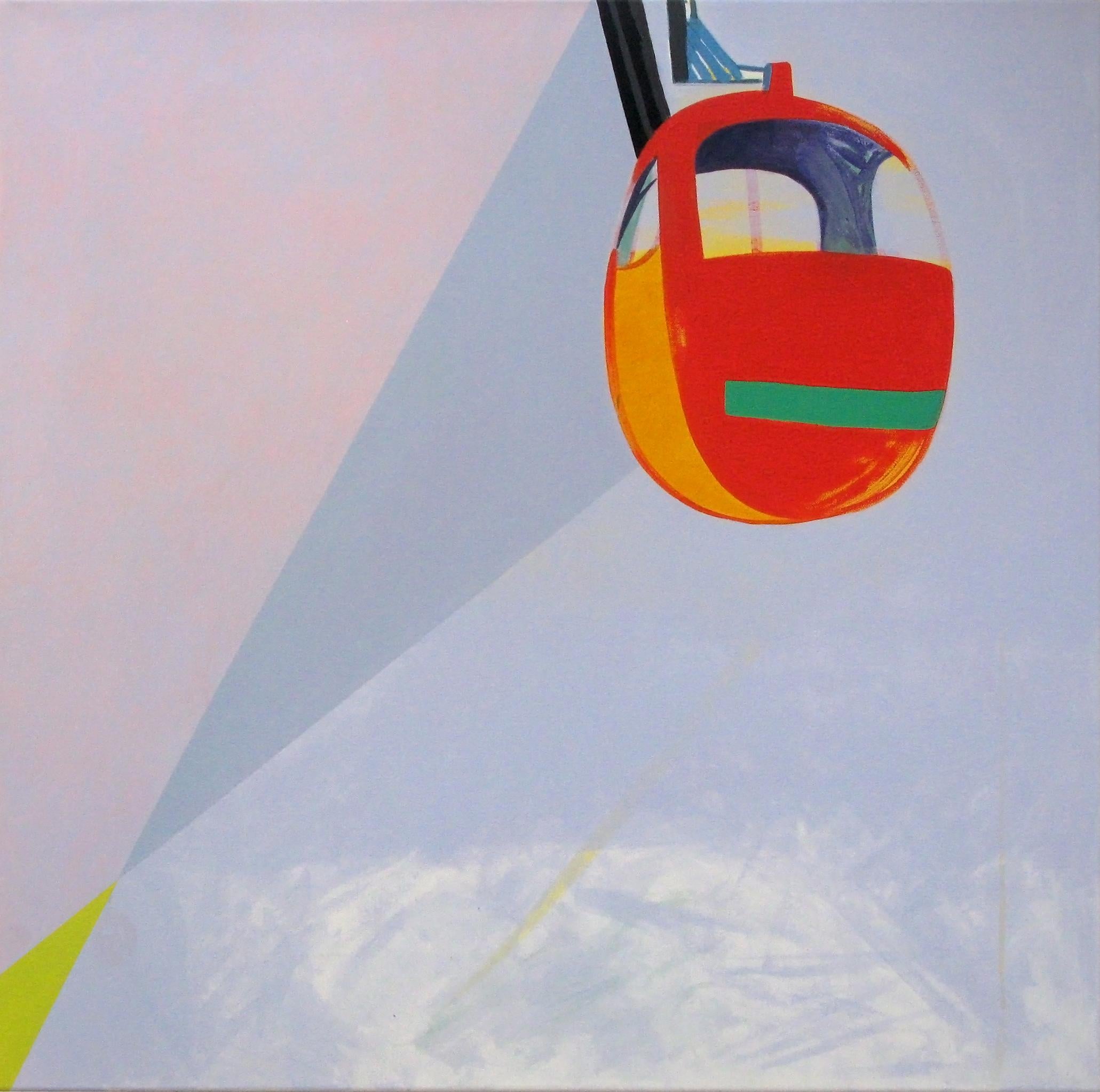 Nacelle - Peinture moderne de paysage et de montagnes, abstraite, joyeuse, pastel