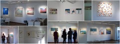 Relay - Peinture figurative de paysage moderne, joyeuse, bleu cobalt, skieur, hiver