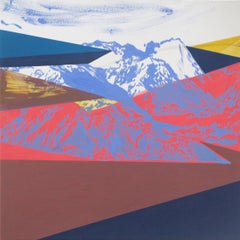 Road - Modern Landscape and Mountains Painting, Abstract, Joyful, Colorful