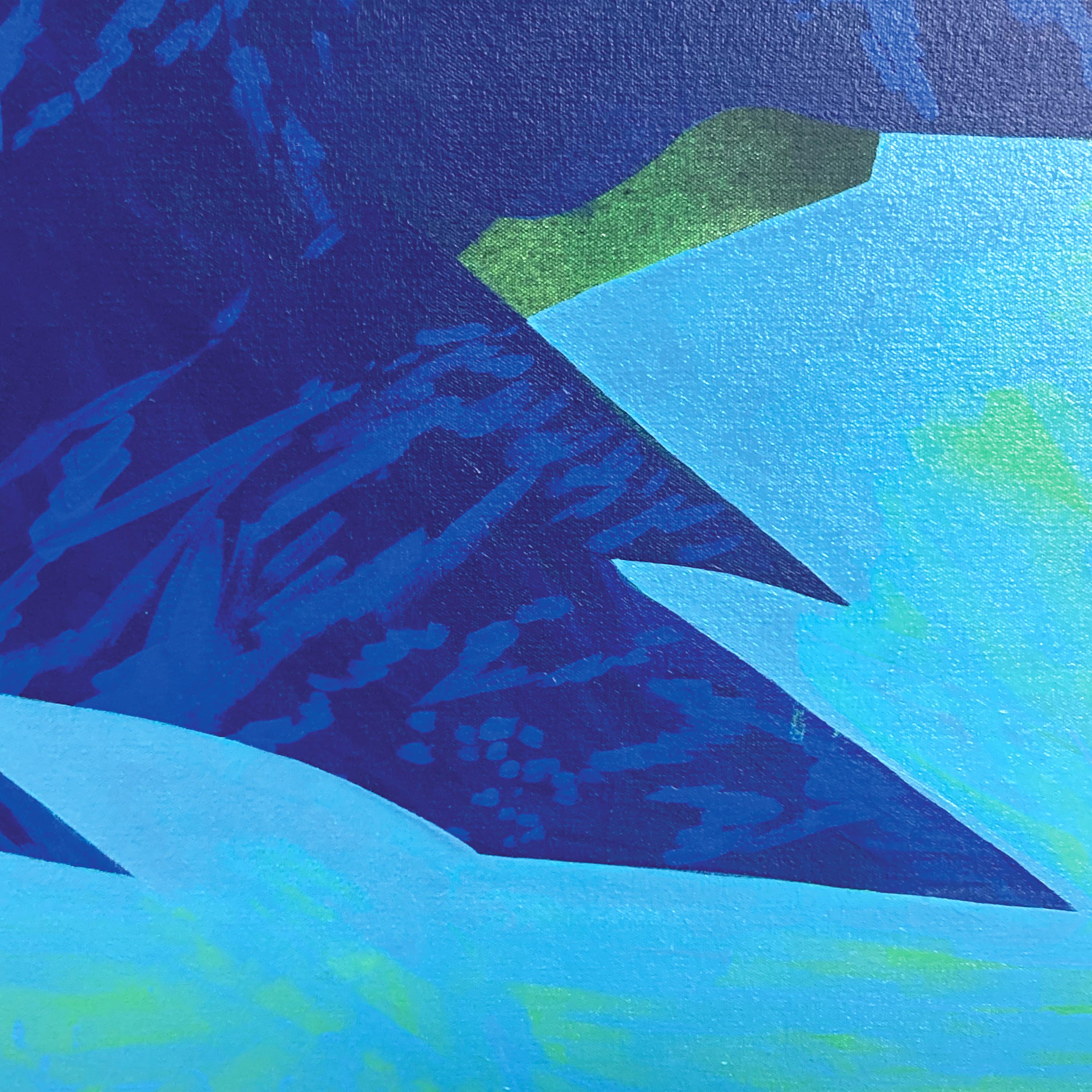 Le lac -  Paysage contemporain, peinture moderne de montagnes - Contemporain Painting par Anna Ładecka