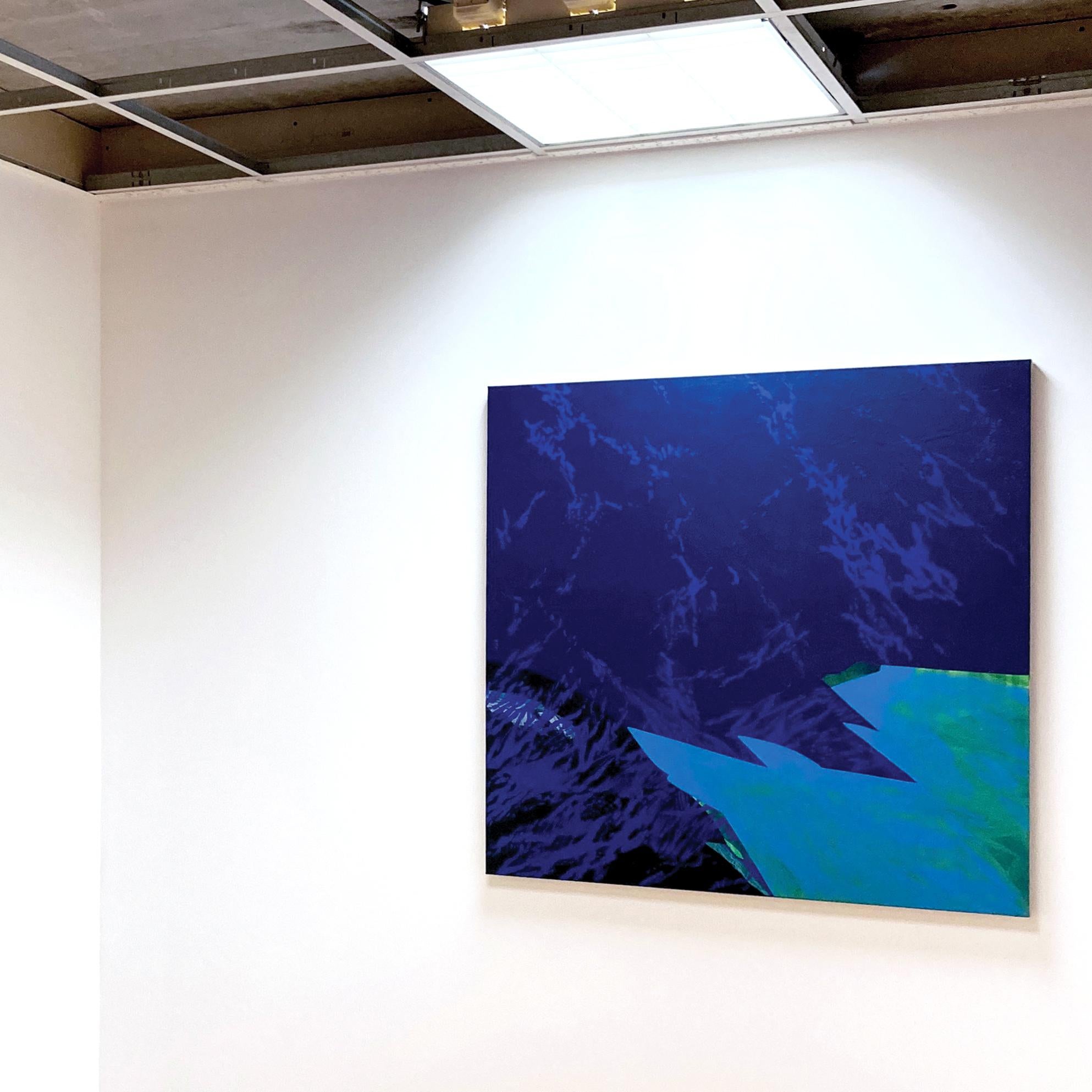 Le lac -  Paysage contemporain, peinture moderne de montagnes en vente 1