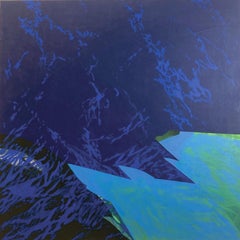 Le lac -  Paysage contemporain, peinture moderne de montagnes
