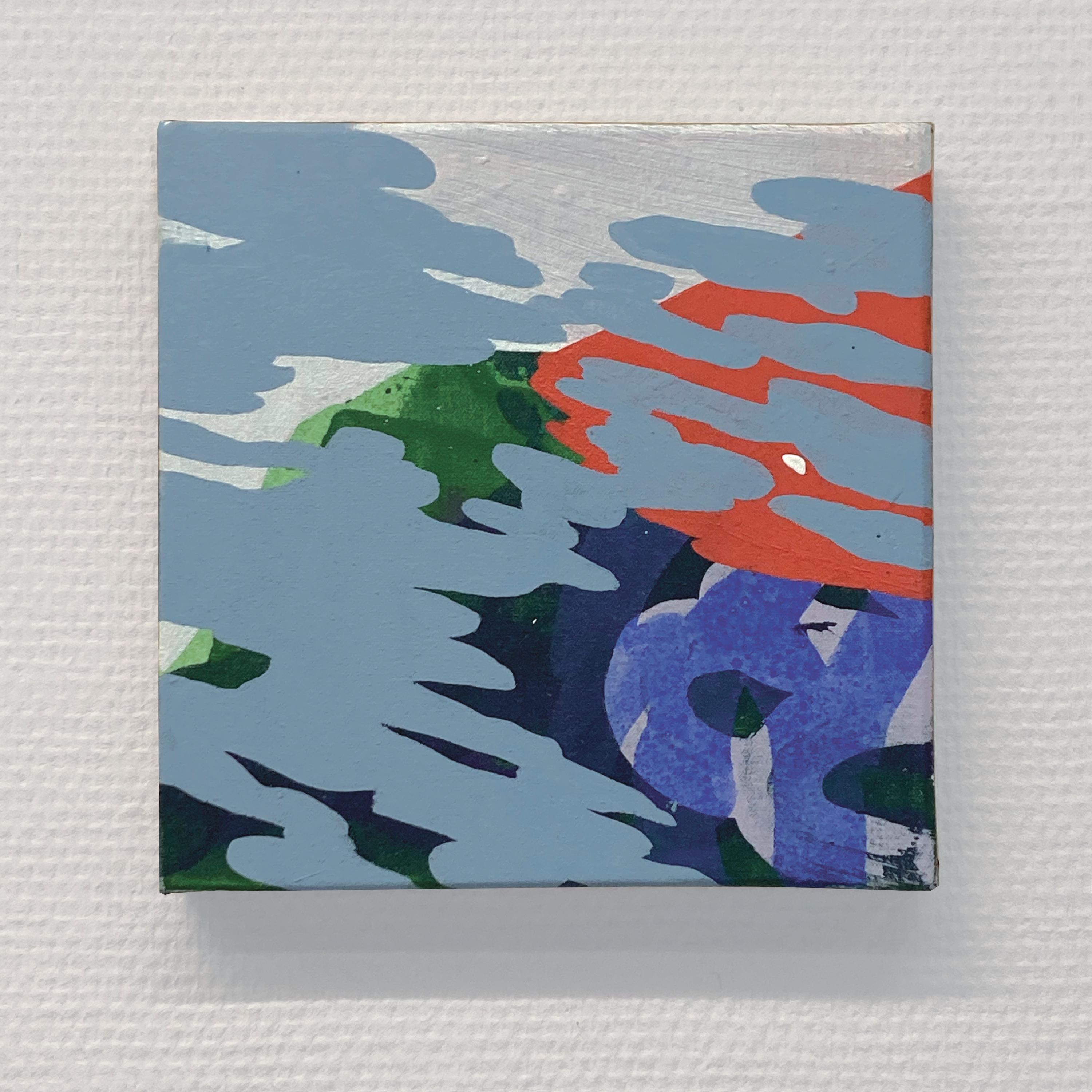 Untitled 2 - Modern Landscape and Mountains Painting, Abstract, Joyful, Colorful - Blue Abstract Painting by Anna Ładecka