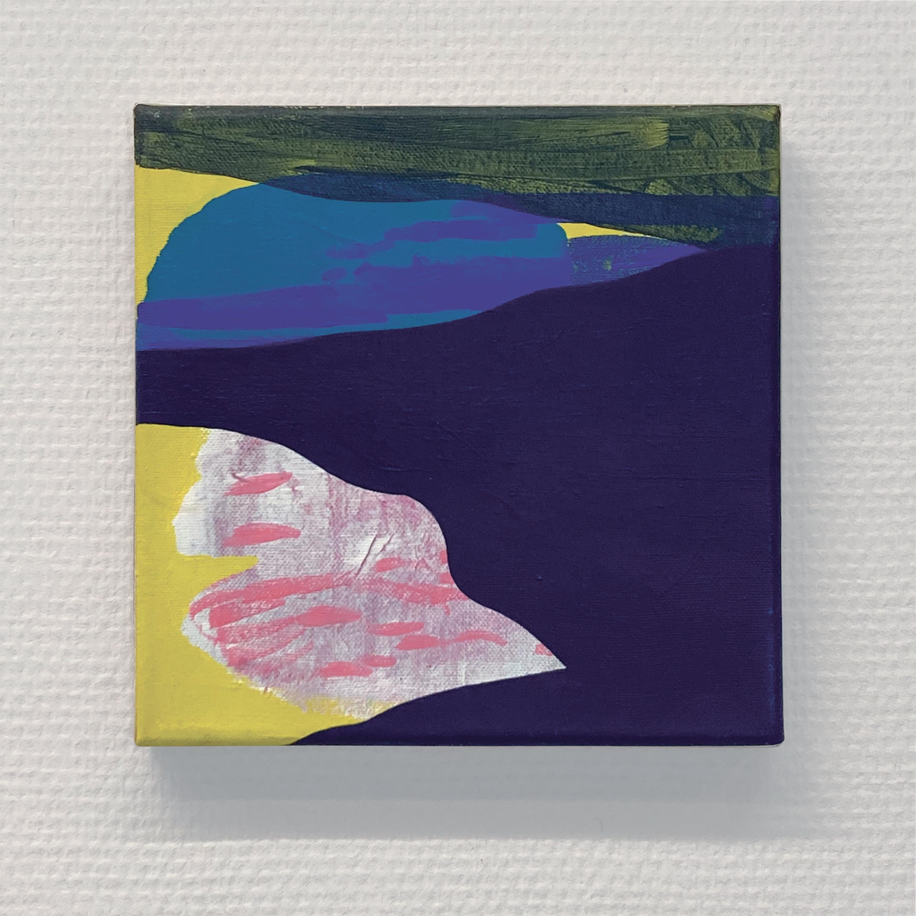 Ohne Titel 3 - Moderne Landschaft und Berge Gemälde, abstrakt, fröhlich, farbenfroh – Painting von Anna Ładecka