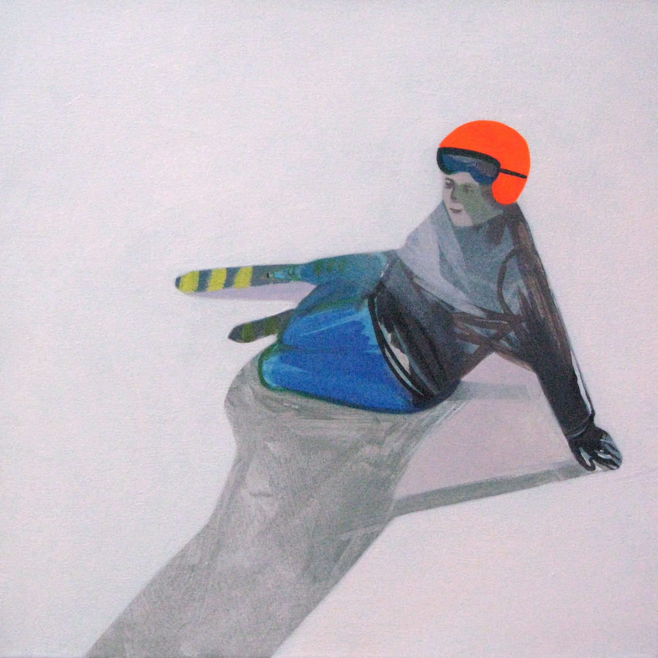 Sans titre (Chasseur de ski) - Peinture de paysage figurative moderne contemporaine 