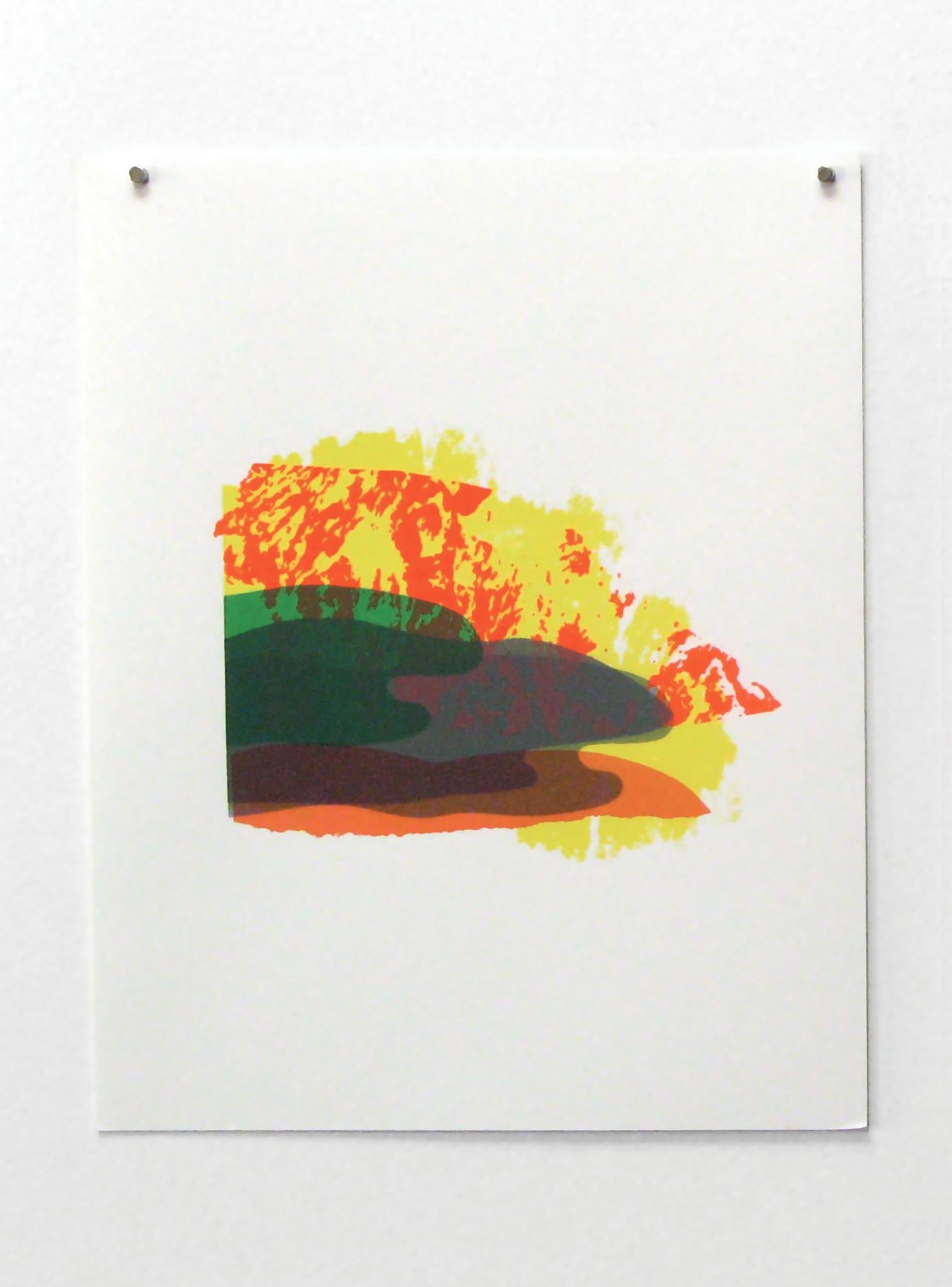 CREEK 2 - Serigrafía de paisaje acuático moderno, alegre y colorido. Edita. 3/6 - Print de Anna Ładecka