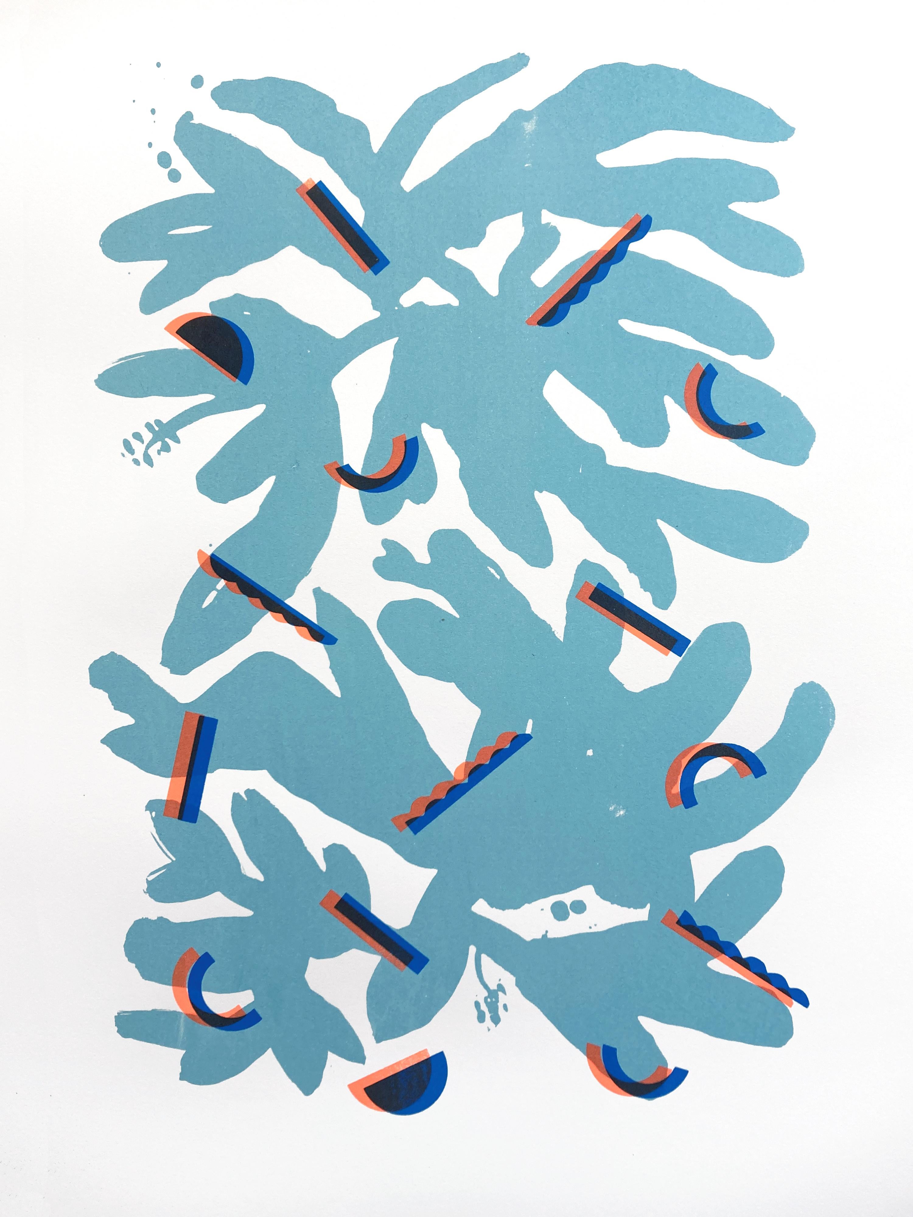 Landscape Print Anna Ładecka - DIVIN PART  - Sérigraphie de plantes moderne 1/5, joyeuse et colorée