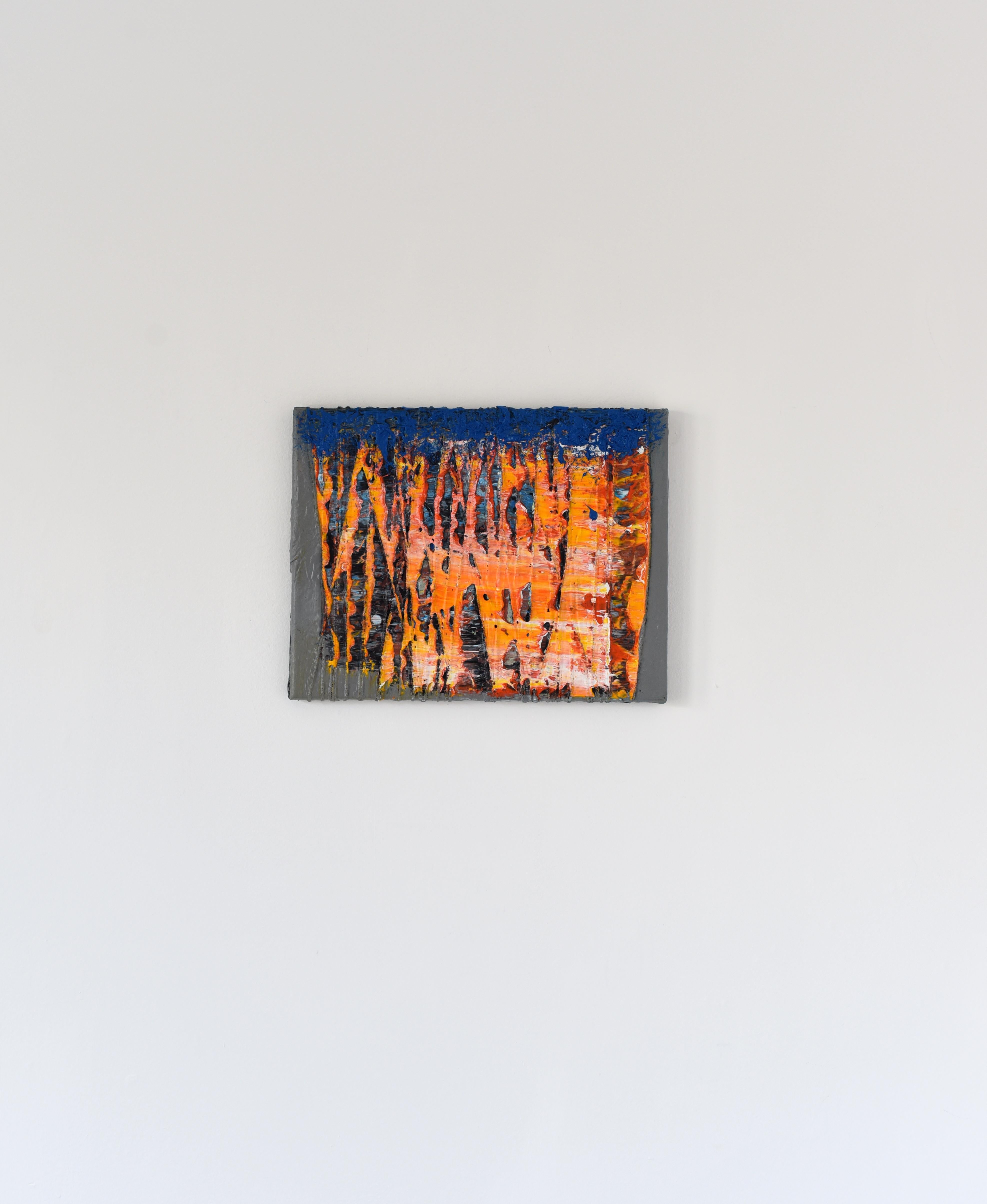 Peinture de matériau 6 (peinture abstraite, contemporaine, orange, bleu, art textile) 3