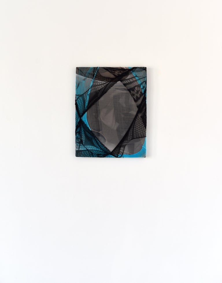 AnnaLena Sauer Nylon painting 18 blue grey fabric abstract painting