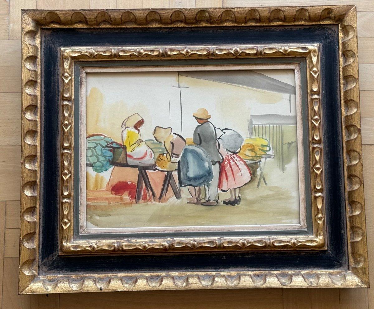 Hungarian Anna Lesznai, Attributed To, Watercolor On Cardboard, Circa 1930 For Sale