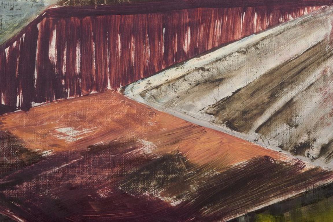 Svedese Anna Lindblad, artista svedese. Olio su tela. Paesaggio urbano in stile astratto. in vendita