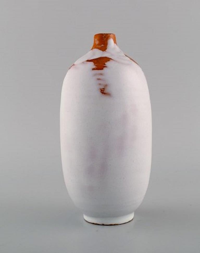 Scandinavian Modern Anna Lisa Thomson, Vase in White Glazed Ceramics with Seashells For Sale